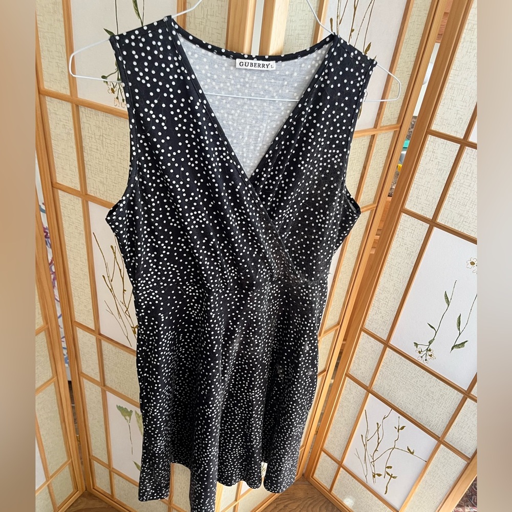 Guberry Polka Dot mini dress size L in black and white